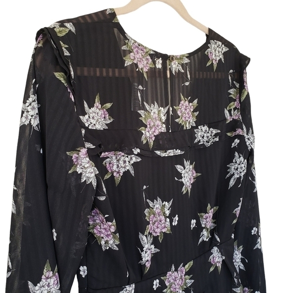 Heartloom Long Sleeve Ruffled Floral Chiffon Shutter Skirt Mini Dress - Picture 8 of 13